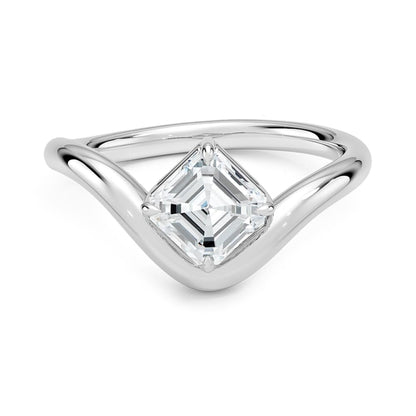 Solitaire 1 CT Asscher Cut Lab Grown Diamond curved Band Engagement Ring - view 1