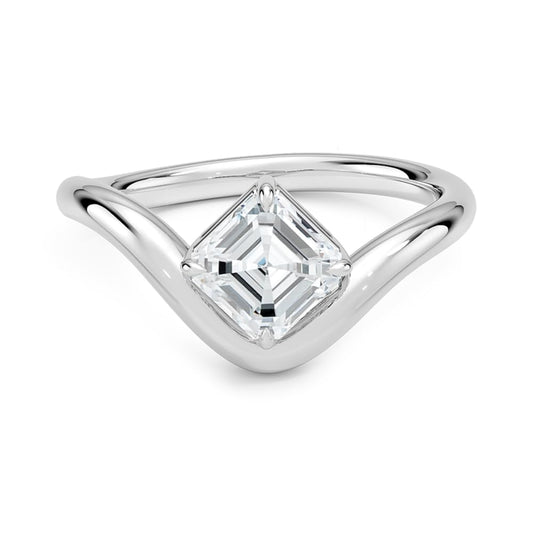 Solitaire 1 CT Asscher Cut Lab Grown Diamond curved Band Engagement Ring - view 1