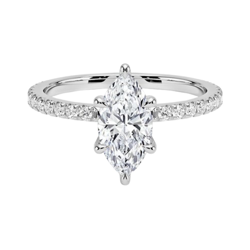 Hidden Halo 1 CT Marquise Cut Lab Grown Diamond Engagement Ring - view 1