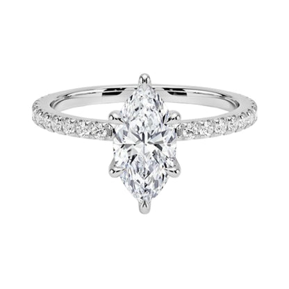 Hidden Halo 1 CT Marquise Cut Lab Grown Diamond Engagement Ring - view 1