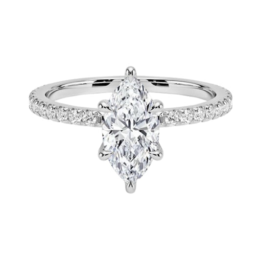 Hidden Halo 1 CT Marquise Cut Lab Grown Diamond Engagement Ring - view 1