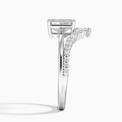 Solitaire 1 CT Emerald Cut Lab Grown Diamond Curved Engagement Ring - view 3
