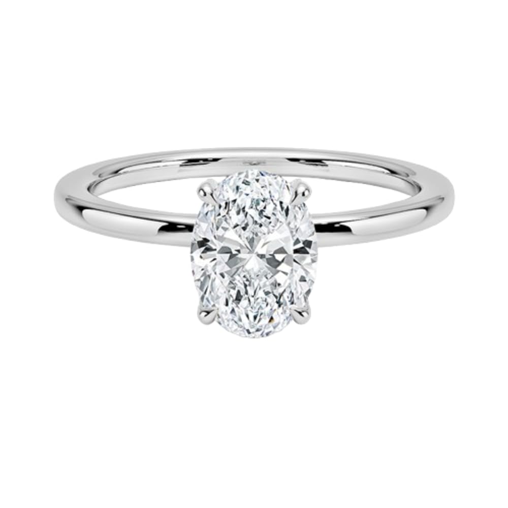 Solitaire 1 CT Oval Cut Lab Grown Diamond Hidden Halo Engagement Ring - view 1