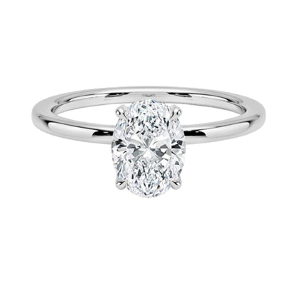Solitaire 1 CT Oval Cut Lab Grown Diamond Hidden Halo Engagement Ring - view 1