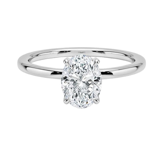 Solitaire 1 CT Oval Cut Lab Grown Diamond Hidden Halo Engagement Ring - view 1