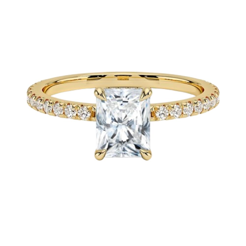 Hidden Halo 1 CT Radiant Cut Lab Grown Diamond Engagement Ring - view 4
