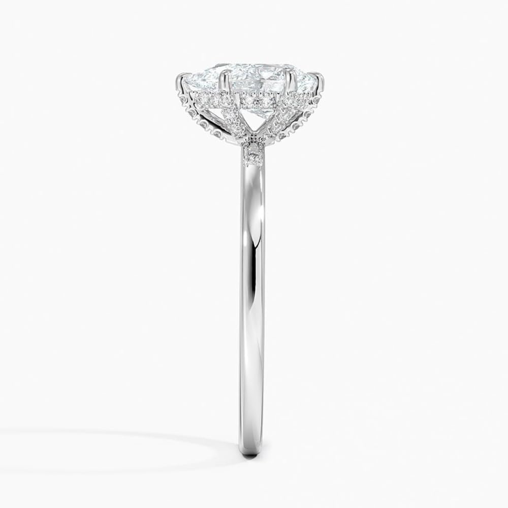 Solitaire 1 CT Pear Cut Lab Grown Diamond Hidden Halo Engagement Ring - view 3