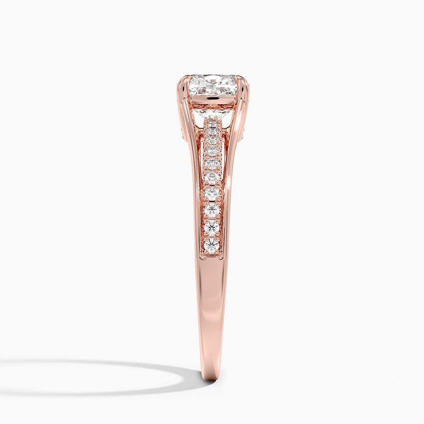 Pave 1 CT Cushion Cut Lab Grown Diamond Engagement Ring - view 3
