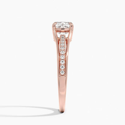 Pave 1 CT Cushion Cut Lab Grown Diamond Engagement Ring - view 3