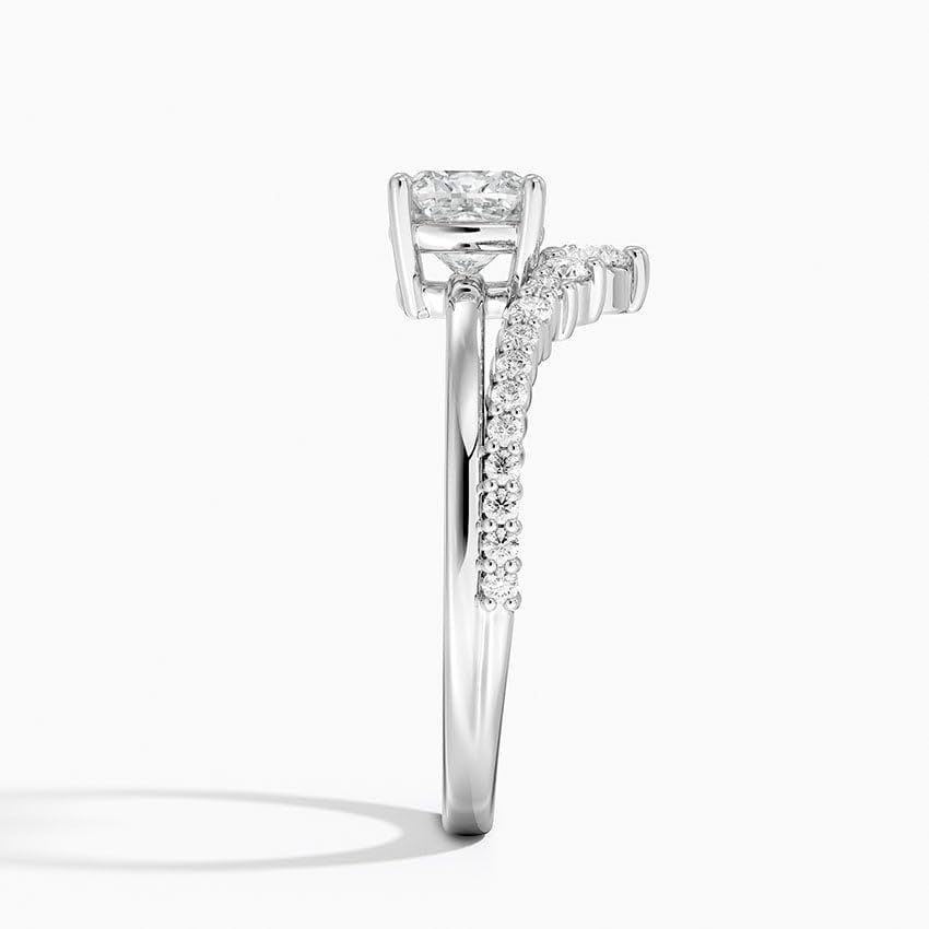 Solitaire 1 CT Cushion Cut Lab Grown Diamond Curved Engagement Ring - view 5