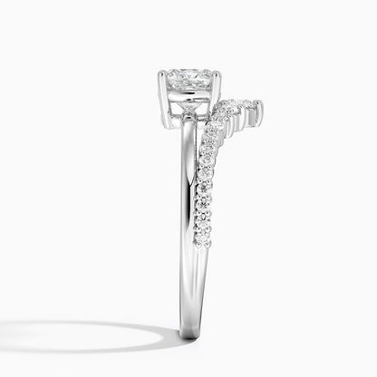 Solitaire 1 CT Cushion Cut Lab Grown Diamond Curved Engagement Ring - view 5