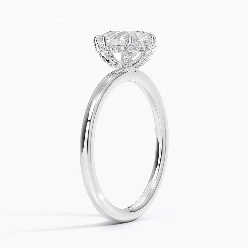 Solitaire 1 CT Pear Cut Lab Grown Diamond Hidden Halo Engagement Ring - view 2