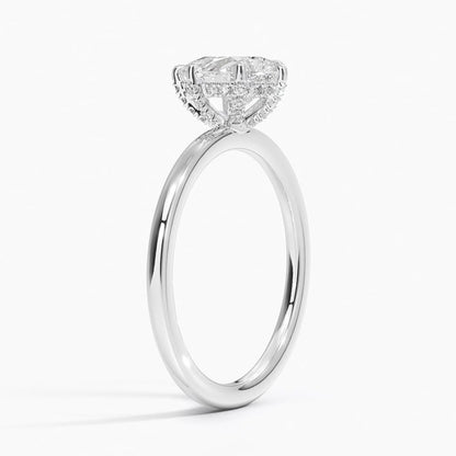 Solitaire 1 CT Pear Cut Lab Grown Diamond Hidden Halo Engagement Ring - view 2
