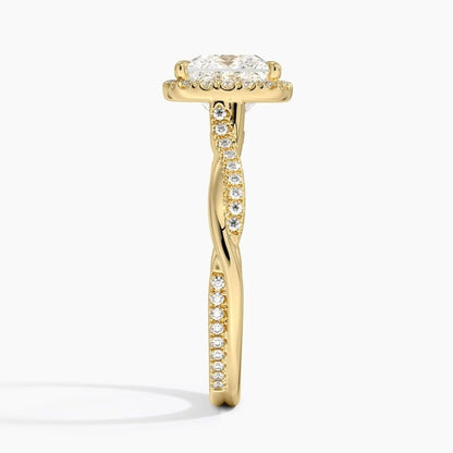 Twisted Band 1 CT Princess Cut Lab Grown Diamond Engagement Halo Ring - view 7