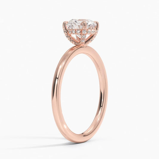 Solitaire 1 CT Round Cut Lab Grown Diamond Hidden Halo Engagement Ring - view 2