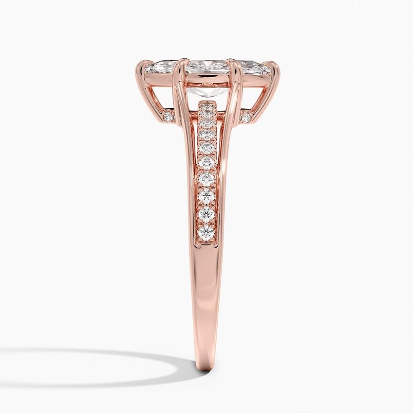 Pave 1 CT Marquise Cut Lab Grown Diamond Engagement Ring - view 5