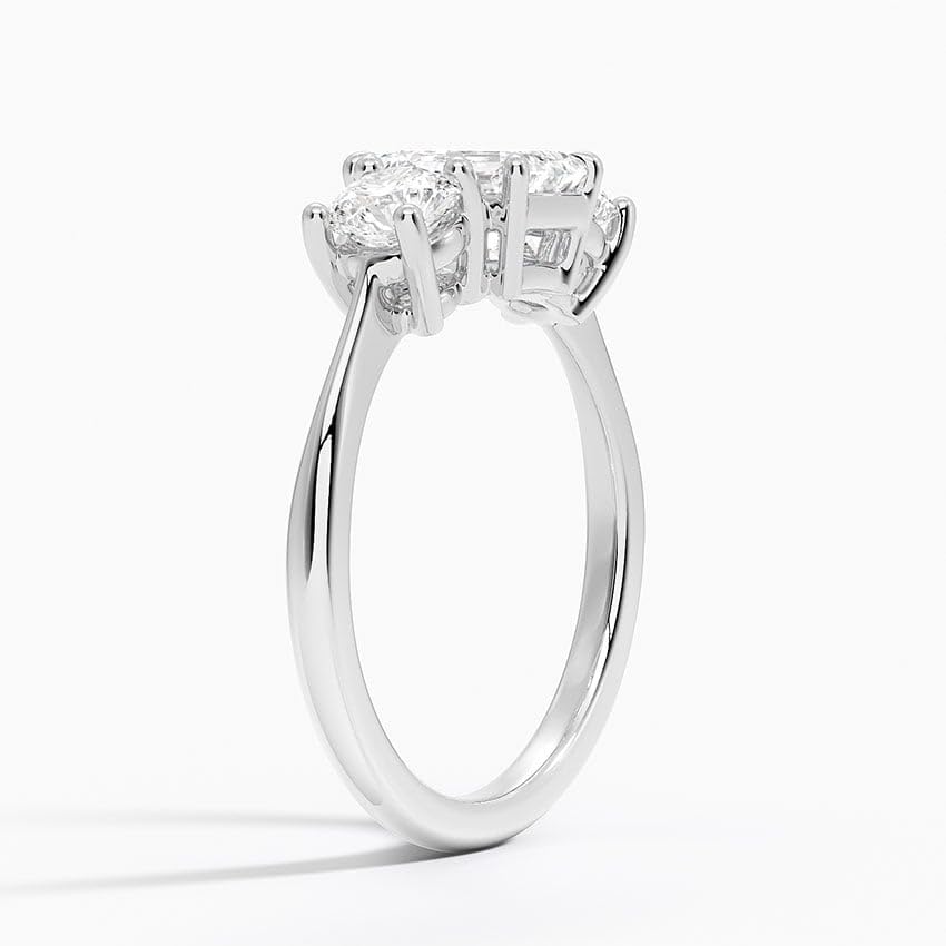 Solitaire 1 CT Emerald Cut Lab Grown Diamond Three Stone Engagement Ring - view 2