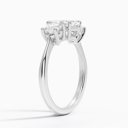 Solitaire 1 CT Emerald Cut Lab Grown Diamond Three Stone Engagement Ring - view 2