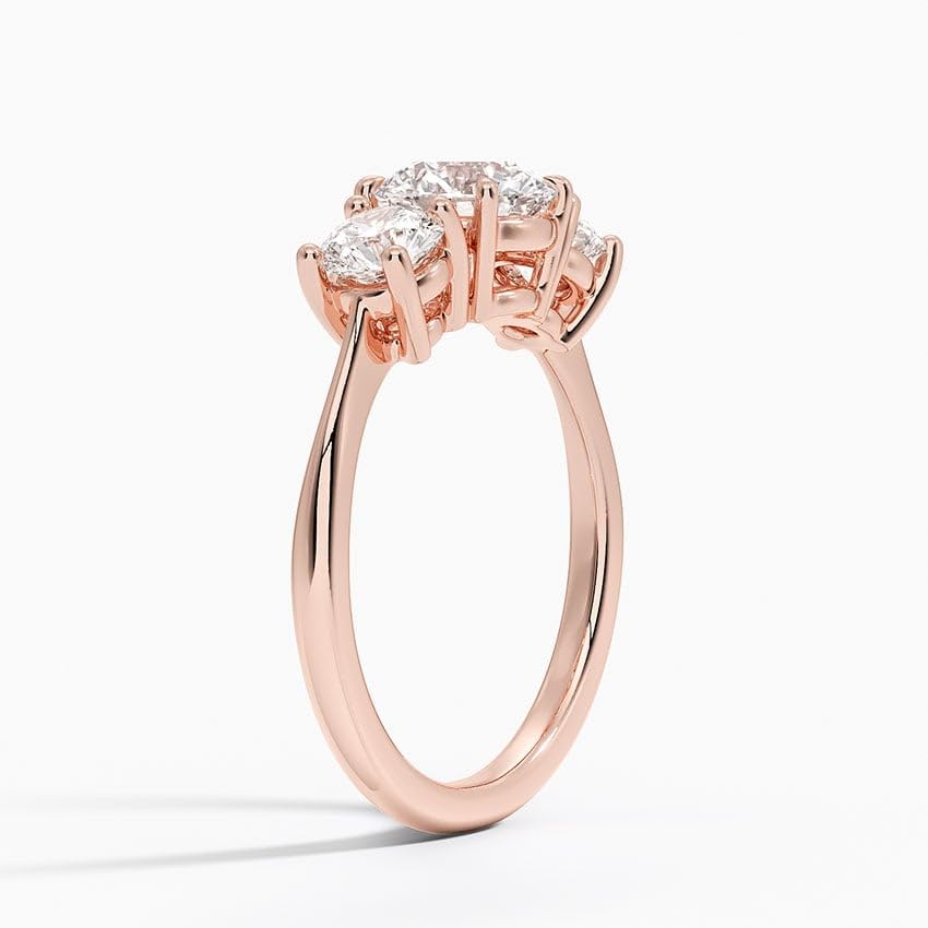 Solitaire 1 CT Round Cut Lab Grown Diamond Three Stone Engagement Ring - view 2