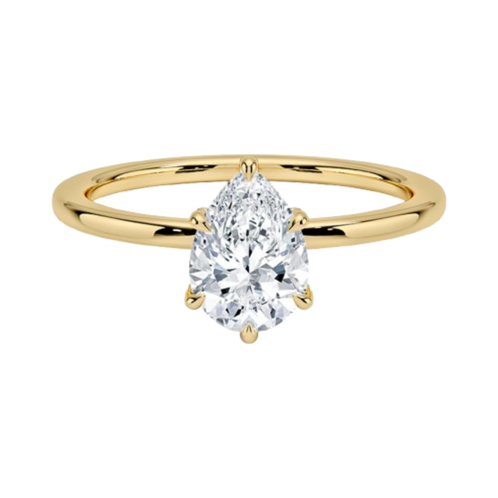 Solitaire 1 CT Pear Cut Lab Grown Diamond Hidden Halo Engagement Ring - view 6