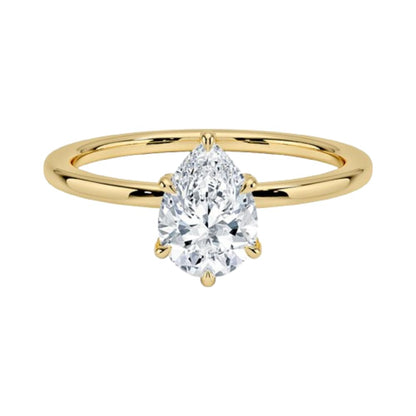 Solitaire 1 CT Pear Cut Lab Grown Diamond Hidden Halo Engagement Ring - view 6