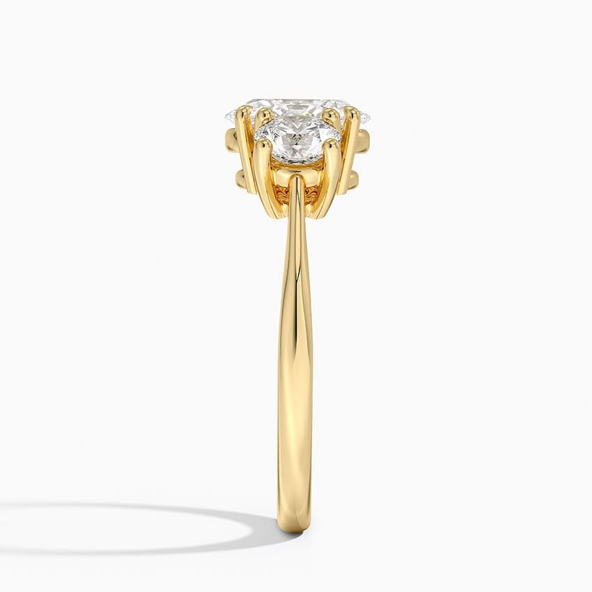Solitaire 1 CT Oval Cut Lab Grown Diamond Three Stone Engagement Ring - view 3
