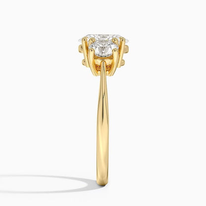 Solitaire 1 CT Oval Cut Lab Grown Diamond Three Stone Engagement Ring - view 3