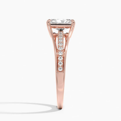 Pave 1 CT Radiant Cut Lab Grown Diamond Engagement Ring - view 7