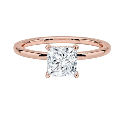 Solitaire 1 CT Princess Cut Lab Grown Diamond Hidden Halo Engagement Ring - view 4