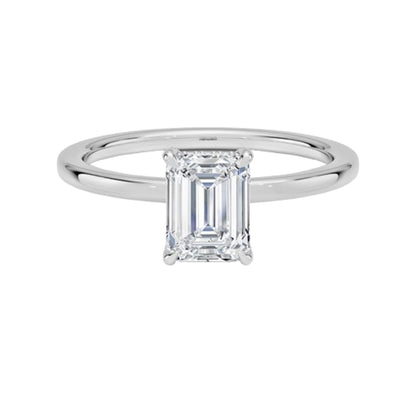 Solitaire 1 CT Emerald Cut Lab Grown Diamond Hidden Halo Engagement Ring - view 1