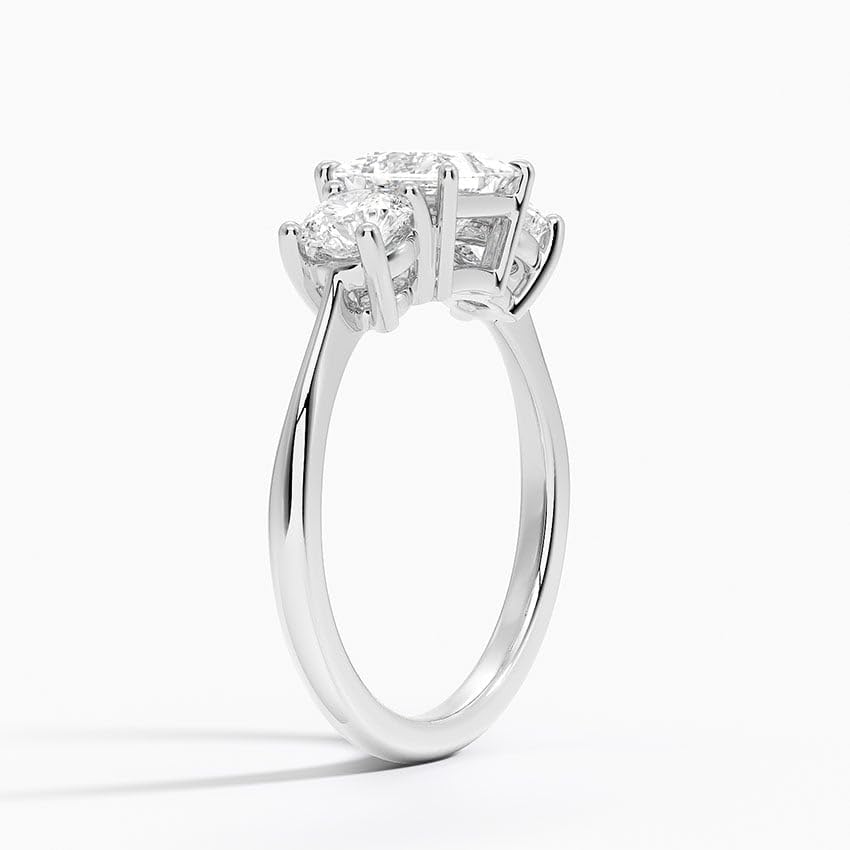 Solitaire 1 CT Princess Cut Lab Grown Diamond Three Stone Engagement Ring - view 2