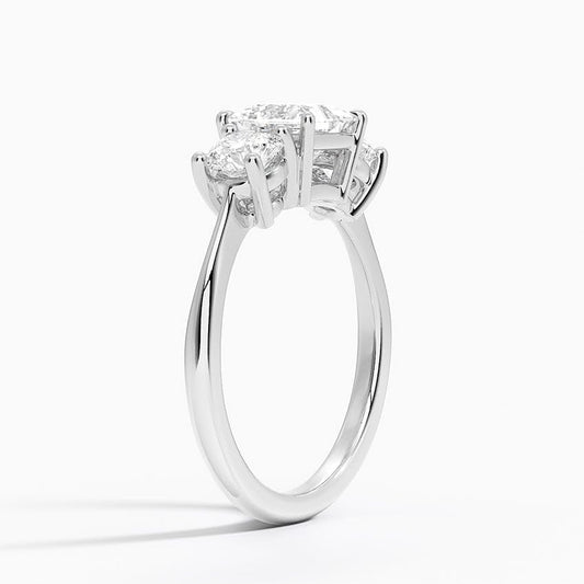Solitaire 1 CT Princess Cut Lab Grown Diamond Three Stone Engagement Ring - view 2