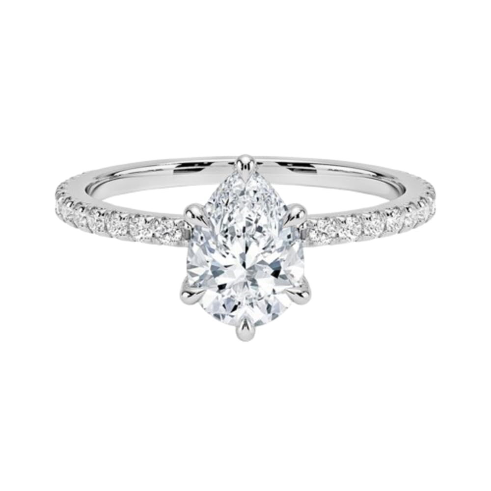 Hidden Halo 1 CT Pear Cut Lab Grown Diamond Engagement Ring - view 1