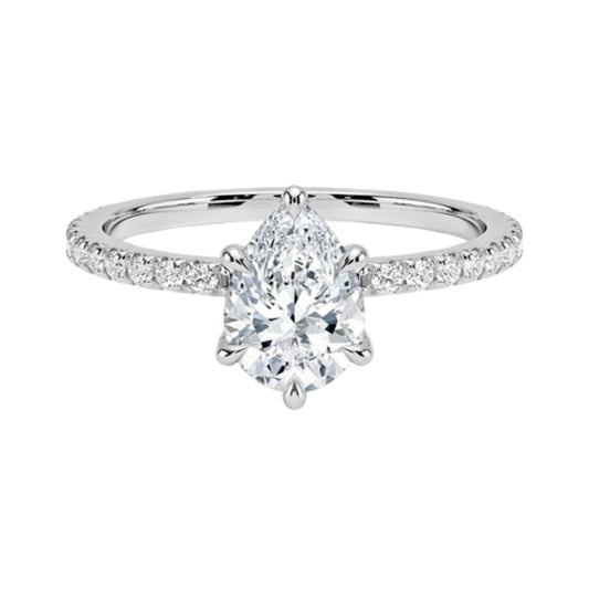 Hidden Halo 1 CT Pear Cut Lab Grown Diamond Engagement Ring - view 1