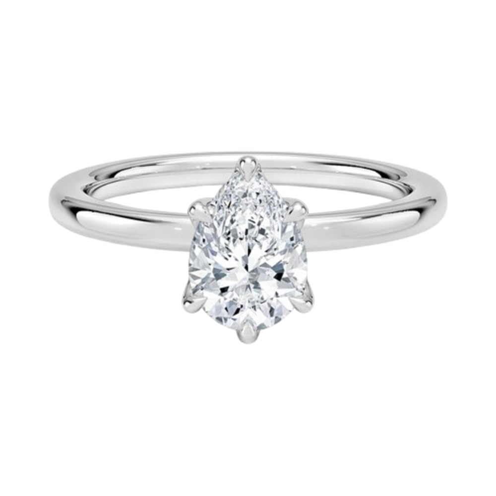 Solitaire 1 CT Pear Cut Lab Grown Diamond Ring - view 6