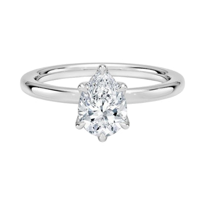 Solitaire 1 CT Pear Cut Lab Grown Diamond Ring - view 6