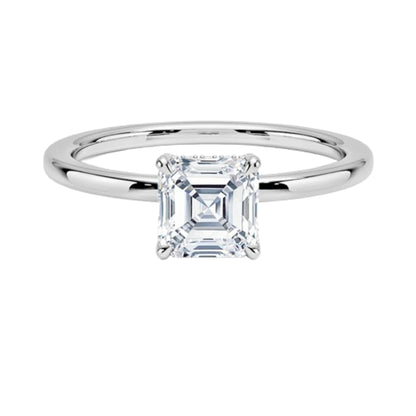 Solitaire 1 CT Asscher Cut Lab Grown Diamond Hidden Halo Engagement Ring - view 6