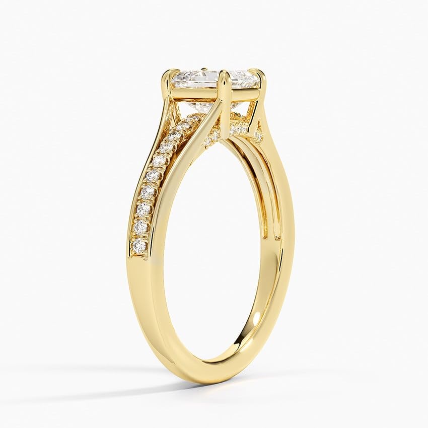 Pave 1 CT Asscher Cut Lab Grown Diamond Engagement Ring - view 2