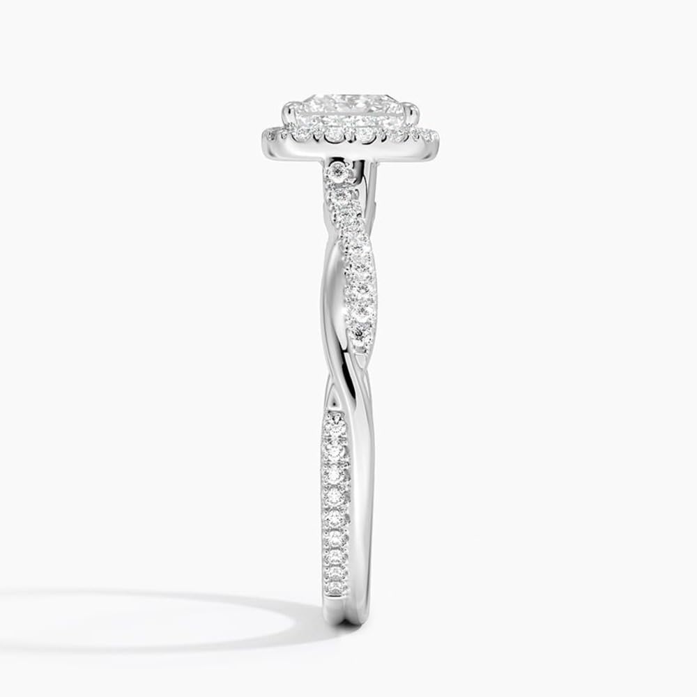 Twisted Band 1 CT Princess Cut Lab Grown Diamond Engagement Halo Ring - view 3