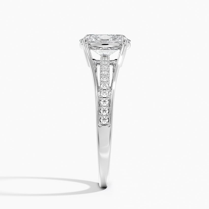Pave 1 CT Oval Cut Lab Grown Diamond Engagement Ring - view 3