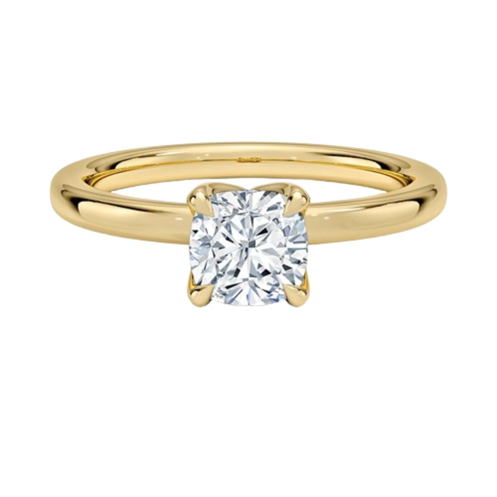 Solitaire 1 CT Cushion Cut Lab Grown Diamond Ring - view 4