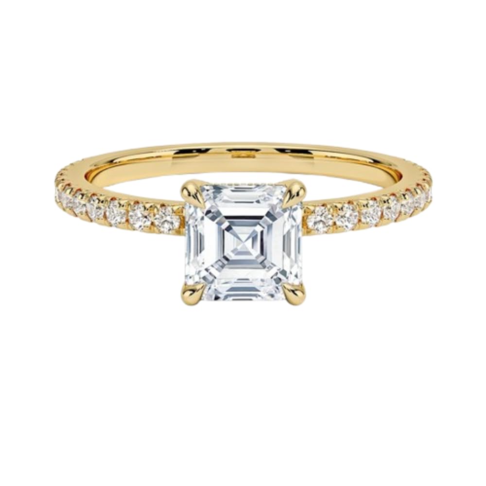 Hidden Halo 1 CT Asscher Cut Lab Grown Diamond Engagement Ring - view 6