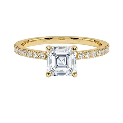Hidden Halo 1 CT Asscher Cut Lab Grown Diamond Engagement Ring - view 6