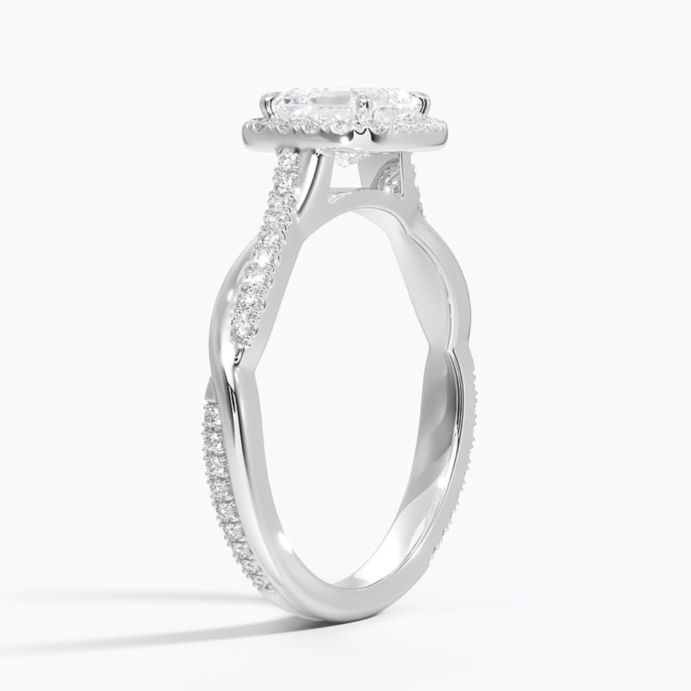 Twisted Band 1 CT Asscher Cut Lab Grown Diamond Engagement Halo Ring - view 5