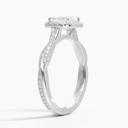 Twisted Band 1 CT Asscher Cut Lab Grown Diamond Engagement Halo Ring - view 5
