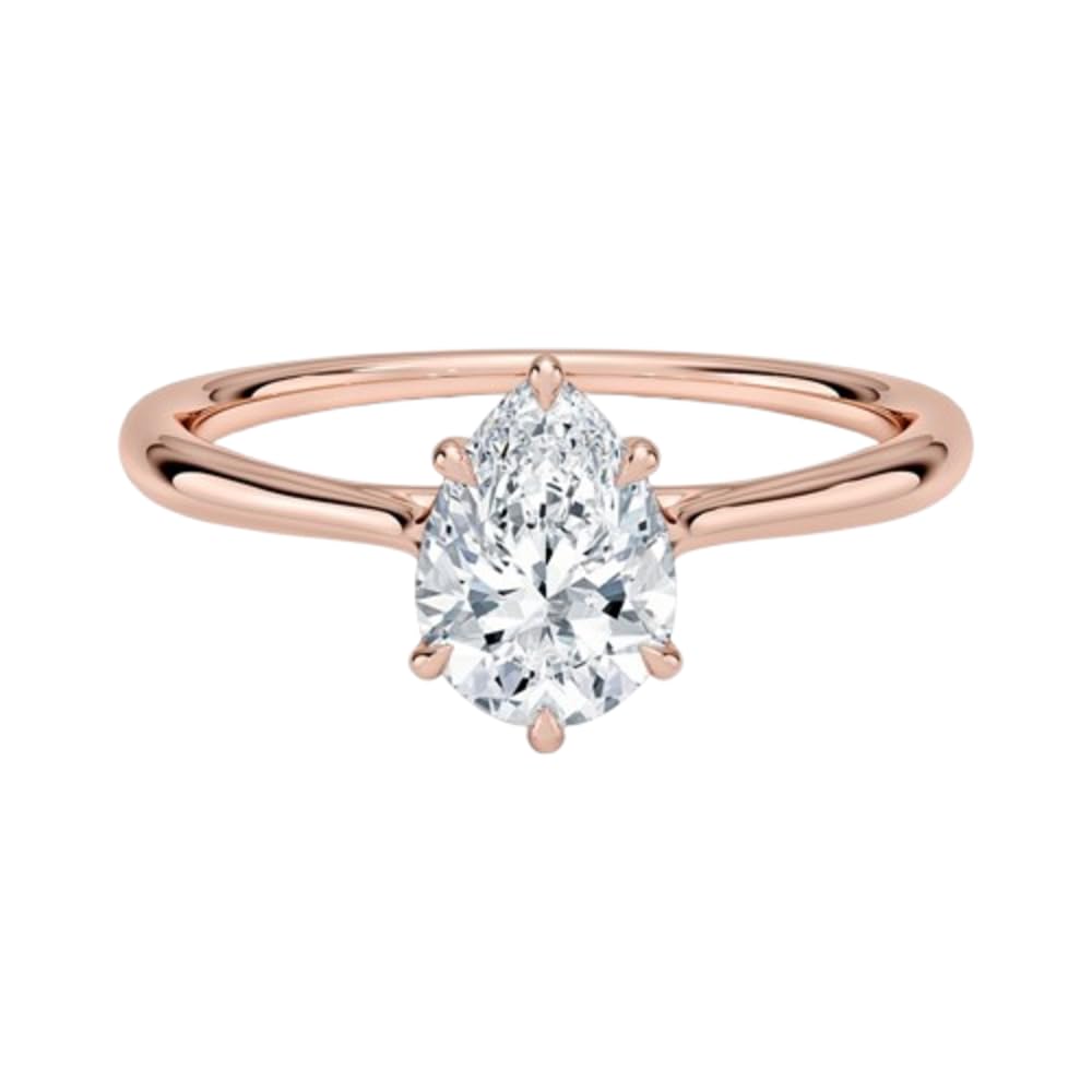 Solitaire 1 CT Pear Cut Lab Grown Diamond Ring - view 4