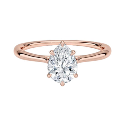 Solitaire 1 CT Pear Cut Lab Grown Diamond Ring - view 4