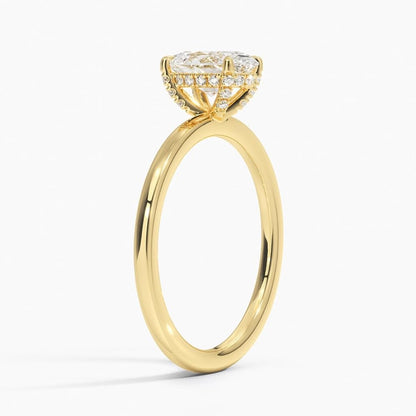 Solitaire 1 CT Oval Cut Lab Grown Diamond Hidden Halo Engagement Ring - view 5