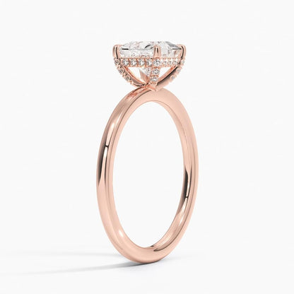 Solitaire 1 CT Princess Cut Lab Grown Diamond Hidden Halo Engagement Ring - view 5