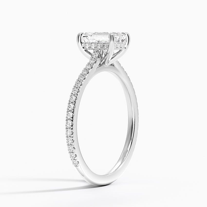 Hidden Halo 1 CT Emerald Cut Lab Grown Diamond Engagement Ring - view 3